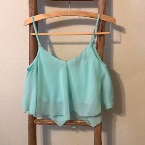 Aqua flowy crop top